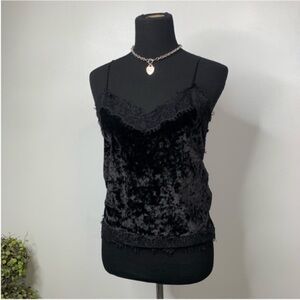 Streetwear Society Black Cami - Medium‎ Velvet Lace Spaghetti Strap Under Shirt